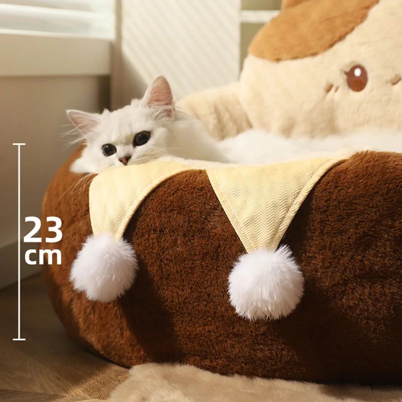 Round Plush Pet Bed Cushion For Winter Warmth And Deep Sleep Comfort