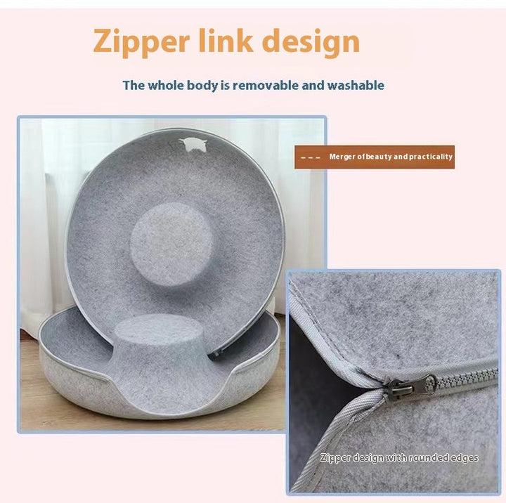 Comfortable Round Pet Bed With Tunnel Design For Cozy Resting